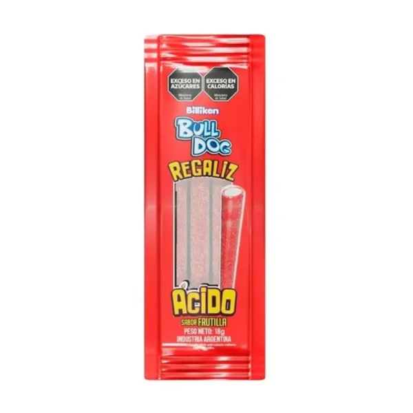 Bull Dog Regaliz Acido Frutilla 18g
