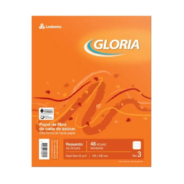 Repuesto Hojas Rayadas Gloria x48 N3