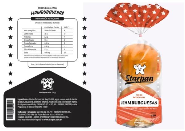 Starpan Hamburguesa Batata 210g