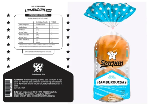 Pan de Hamburguesas Starpan Papa 210g