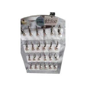 Aros Punta Redonda Blanca Stanless Steel por Par