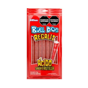 Gomitas Bull Dog Regaliz Aceitado Frutilla 70 Gr