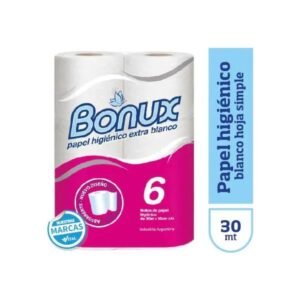 Papel Higiénico Bonux x 6 Rollos de 30m
