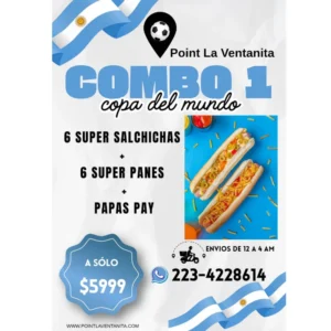 Combo 1 - 6 Super Salchichas + 6 Super Panes + Papas Pay