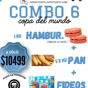 Combo 6 - 1 kg de Hamburguesas + 1/2 kg de Pan + Fideos