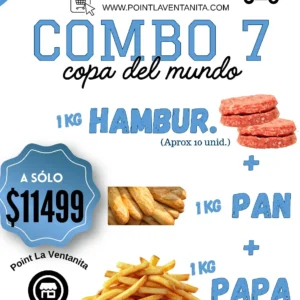 Combo 7 - 1 kg Hamburguesas + 1 kg de Pan + 1 kg de Papas