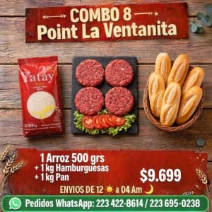 Combo 8 – 1 Arroz 500 Gr + 1kg Hamburguesas + 1kg Pan
