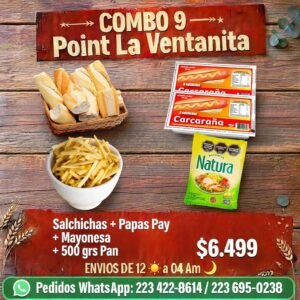 Combo 9 - Salchichas + Papas Pay + Mayonesa + 500 Gr de Pan