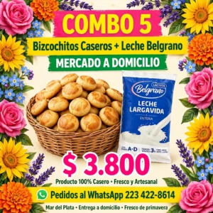 Combo 5 - 1 Bizcochitos Caseros + Leche Belgrano